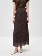 Pleated A-Line Midi Skirt