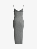 Knit Shrug & Slit Cami Dress Two-Piece Set