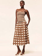 Geometric Print Pleated Dress