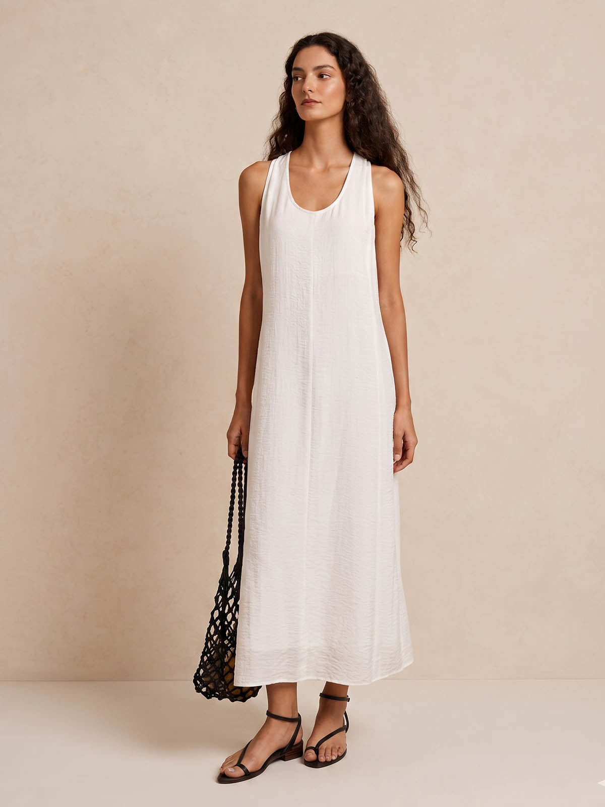 Beaded Back Halter Maxi Dress