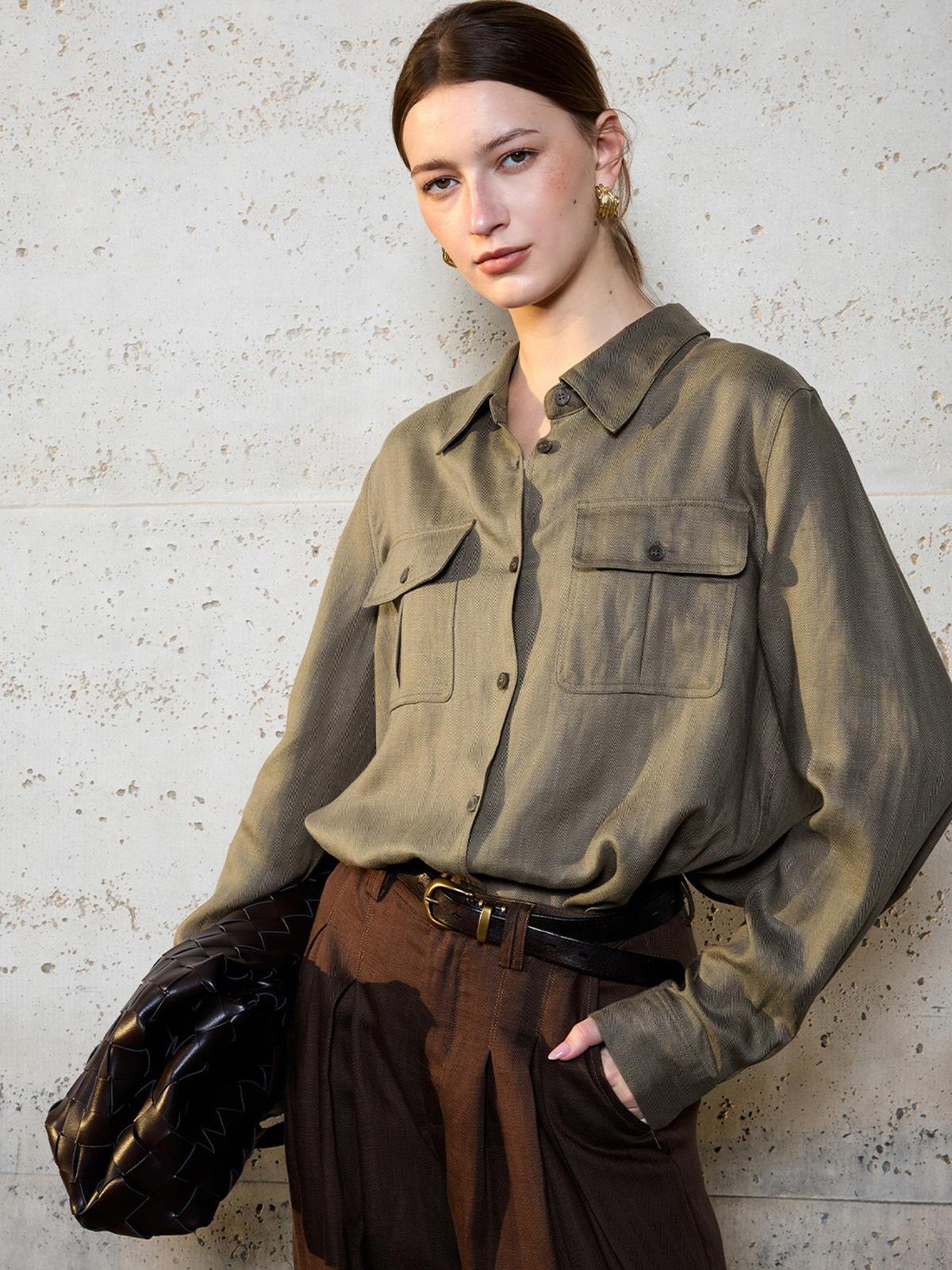 Lyocell Linen-Blend Utility Shirt