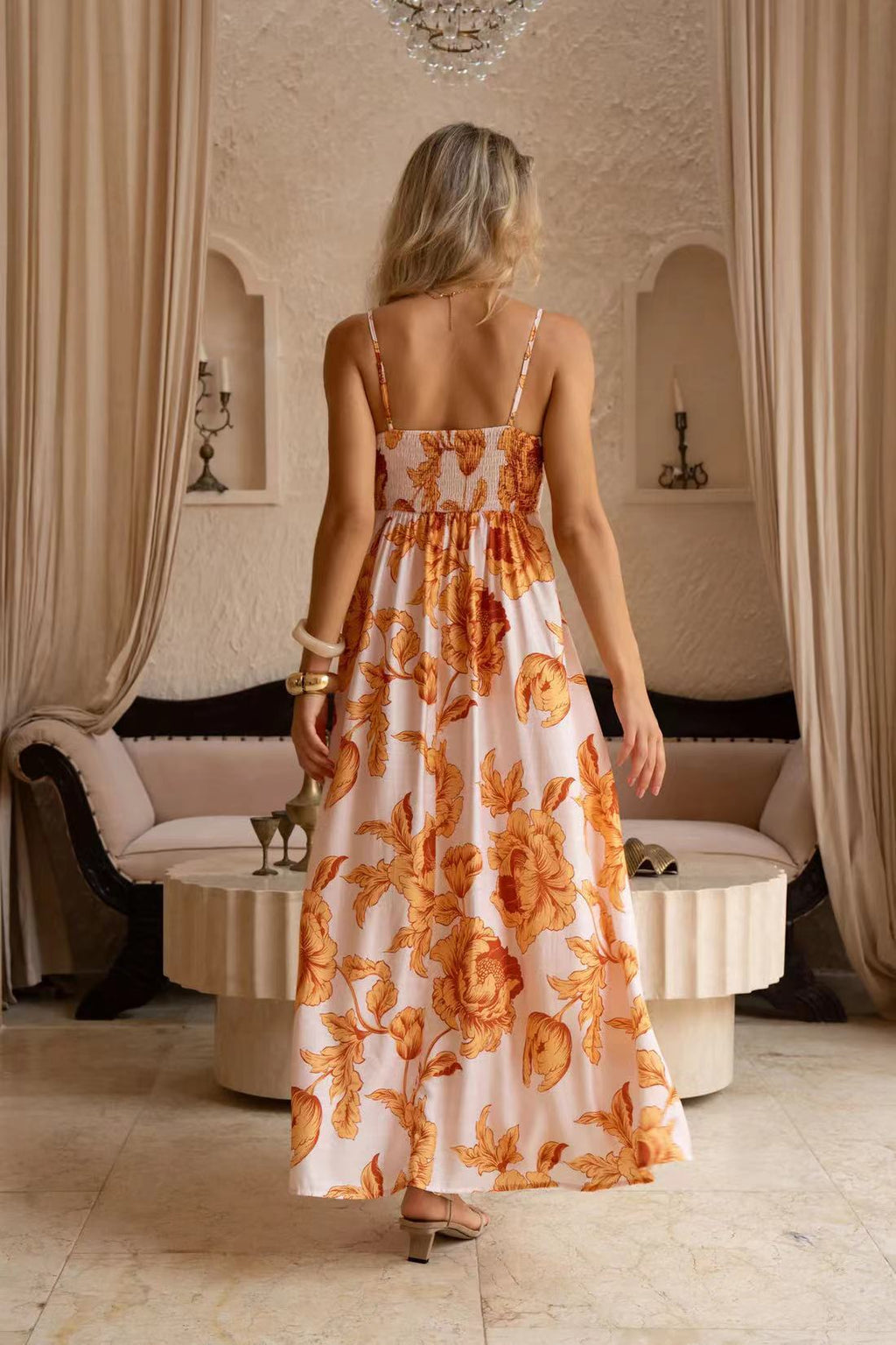 Printed Beaded Maxi Dress