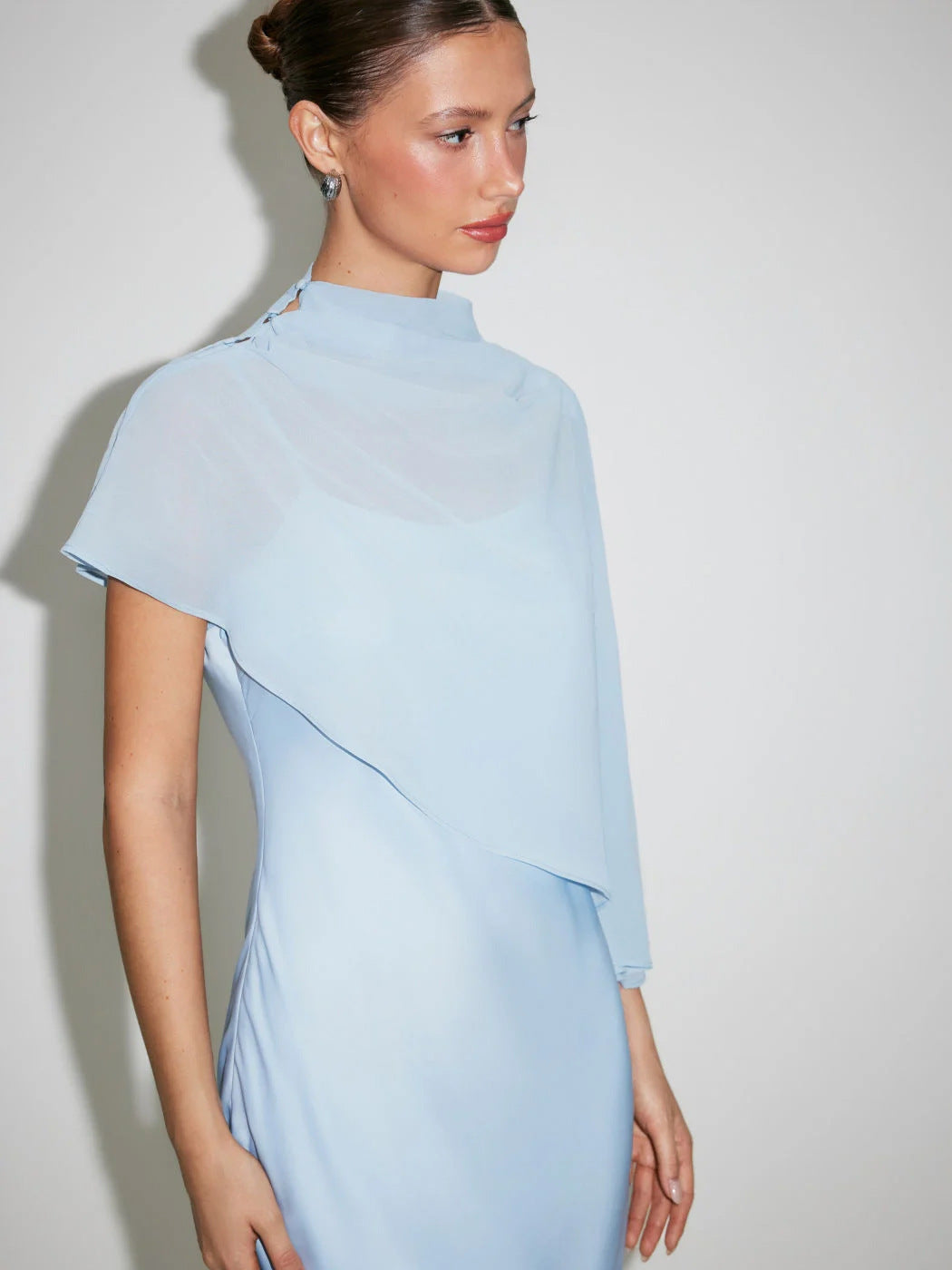 Asymmetric Cape Chiffon Sleeveless Dress Set