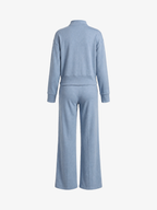 Stand Collar Zip Sweatshirt & Wide-Leg Pants Set
