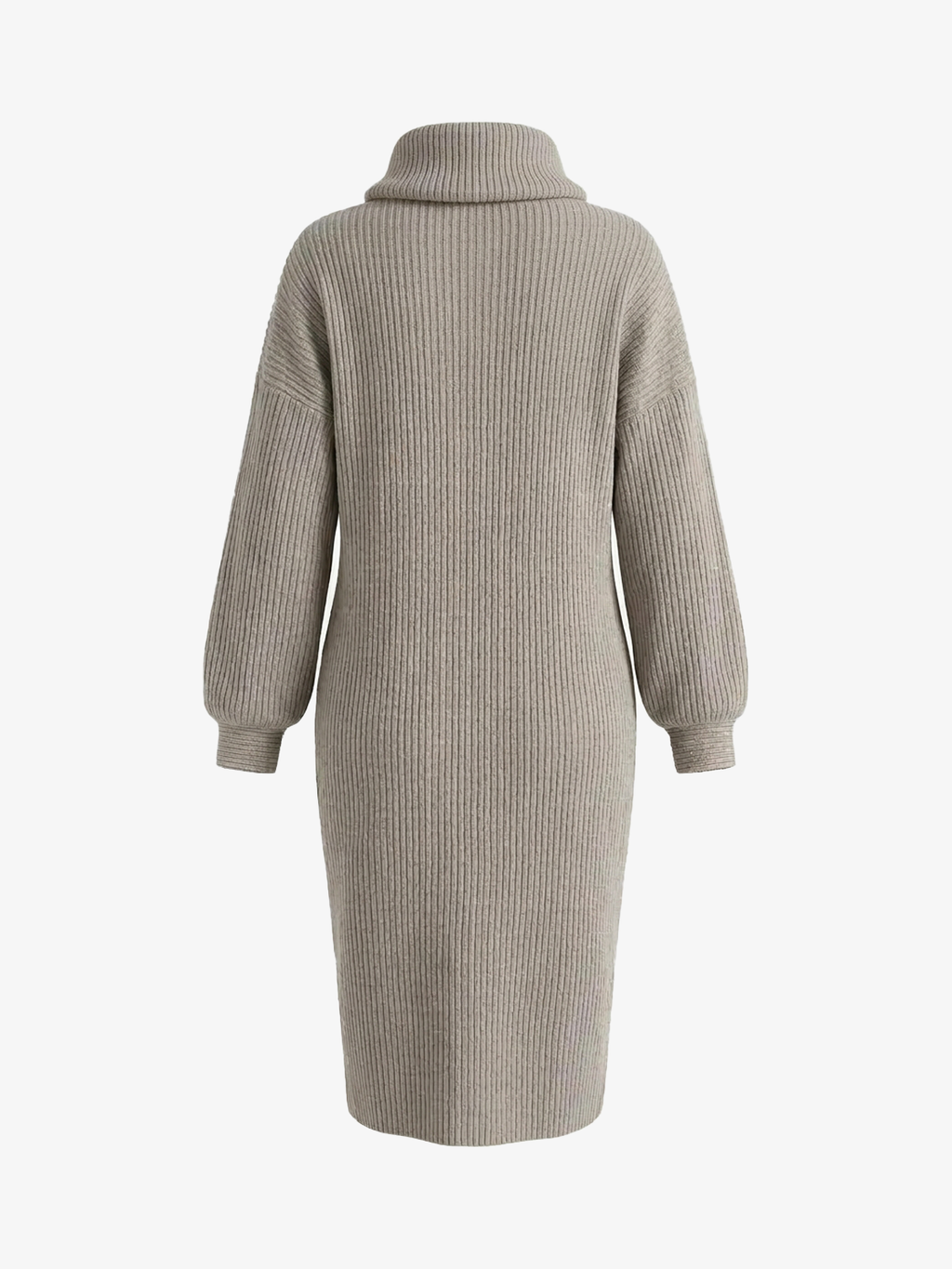 Casual Rib-Knit High-Neck Pocket Dress