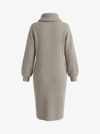 Casual Rib-Knit High-Neck Pocket Dress