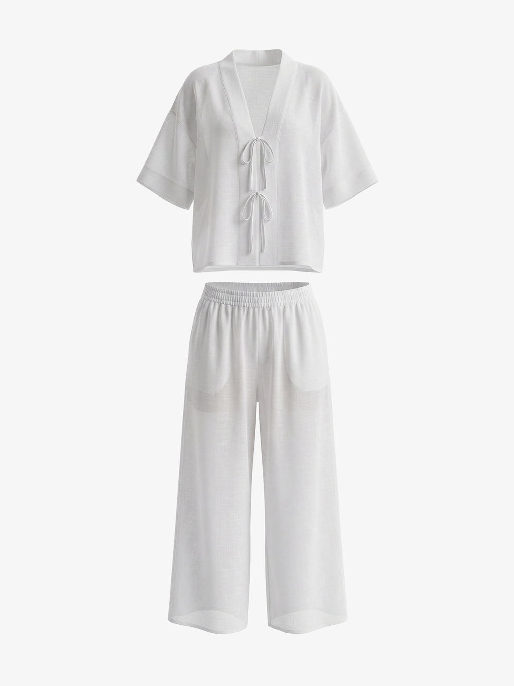 White Linen Cover Up Set
