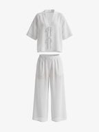 Conjunto de cubrecama de lino blanco