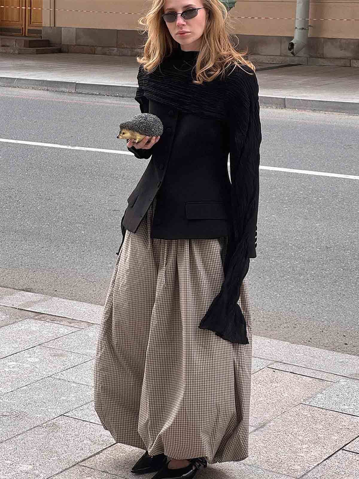 Gingham High Waist Harem Pants