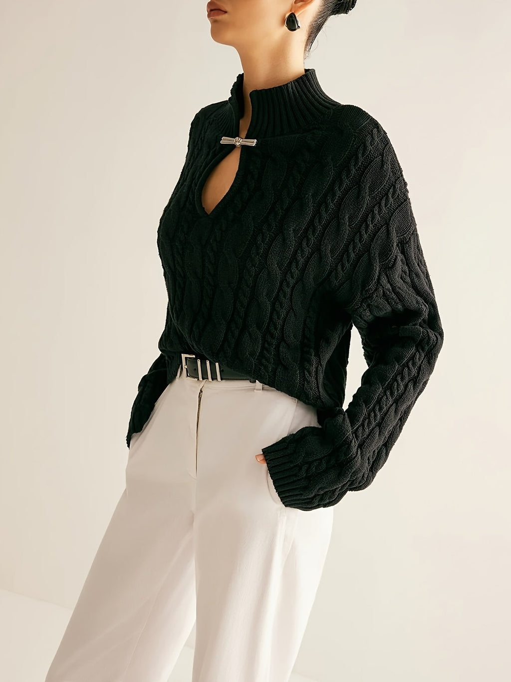 Cable Knit Cut Out Sweater