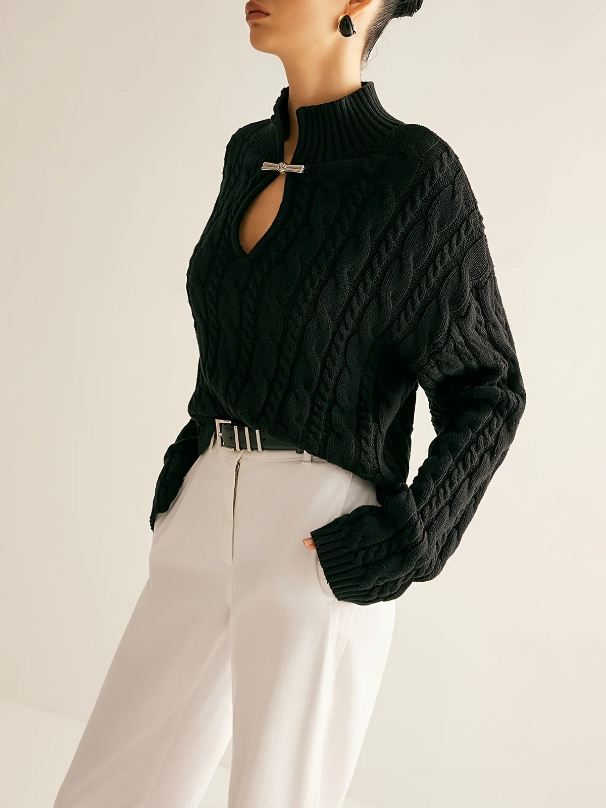 Cable Knit Cut Out Sweater