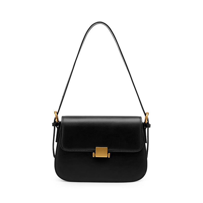 Structured Cowhide Leather Shoulder Bag