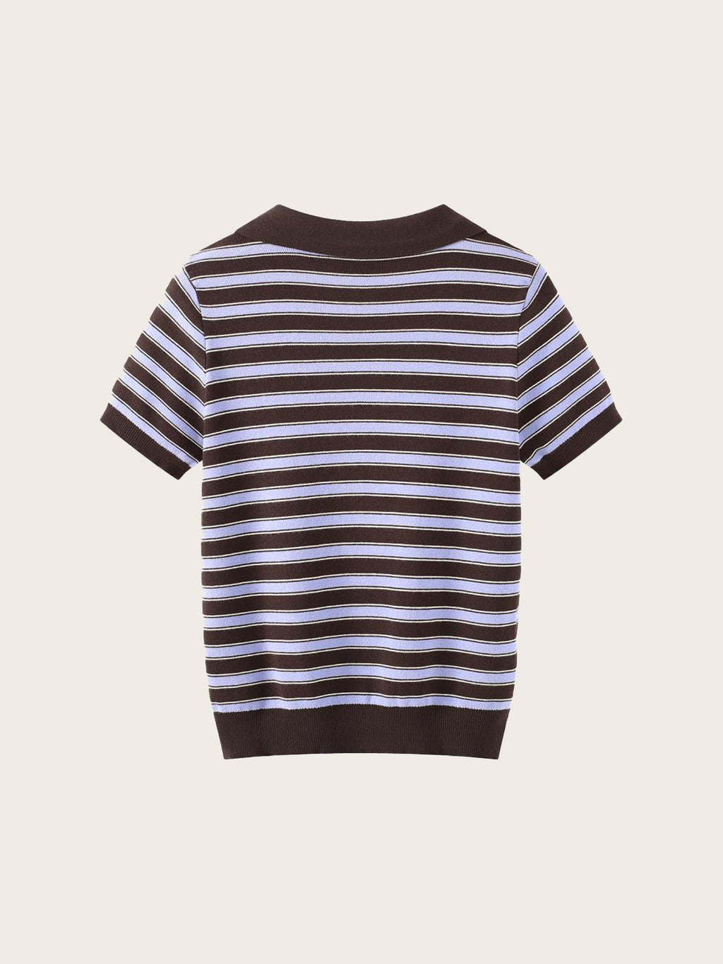 Striped Knit Polo Top