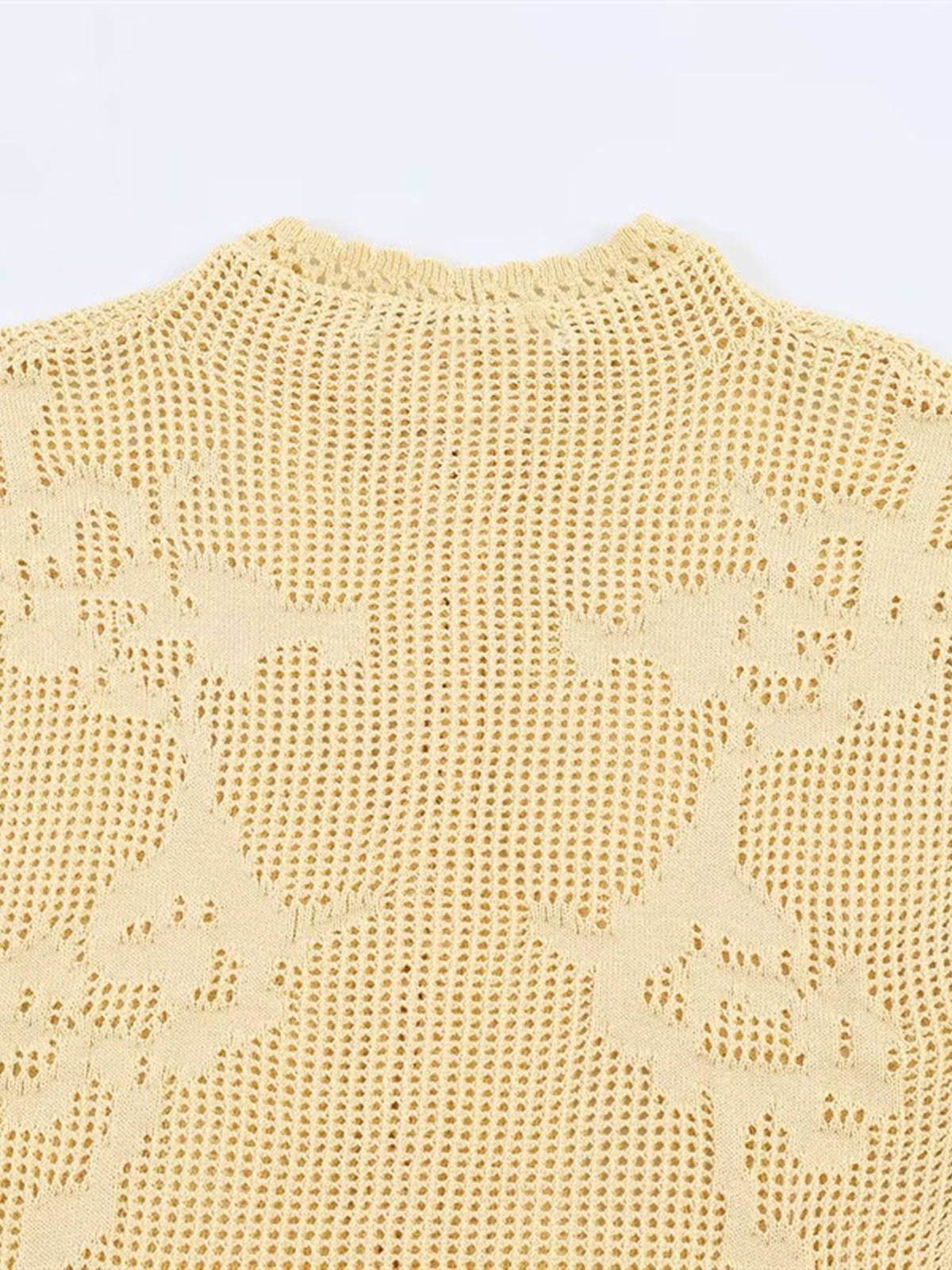 Floral Openwork Knit Top