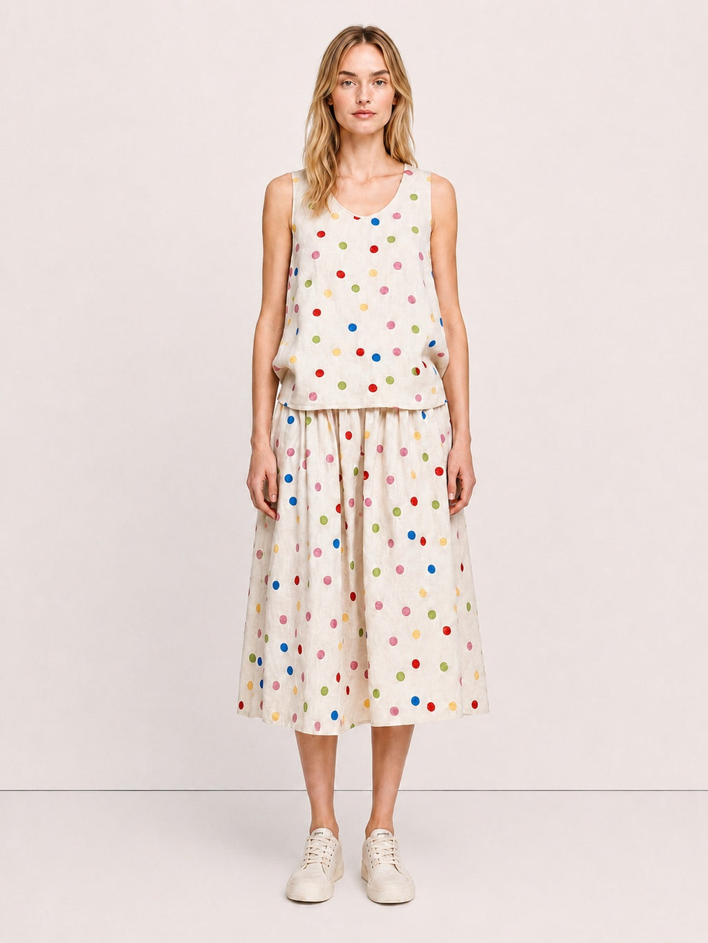 Colorful Polka Dot Linen Set