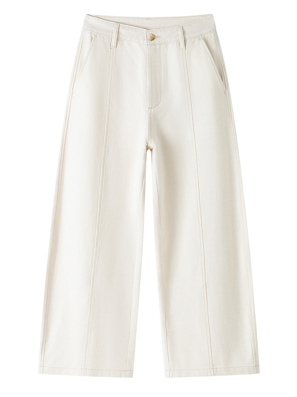 Curved Seam Cropped Cotton Jeans