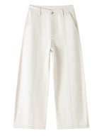 Curved Seam Cropped Cotton Jeans