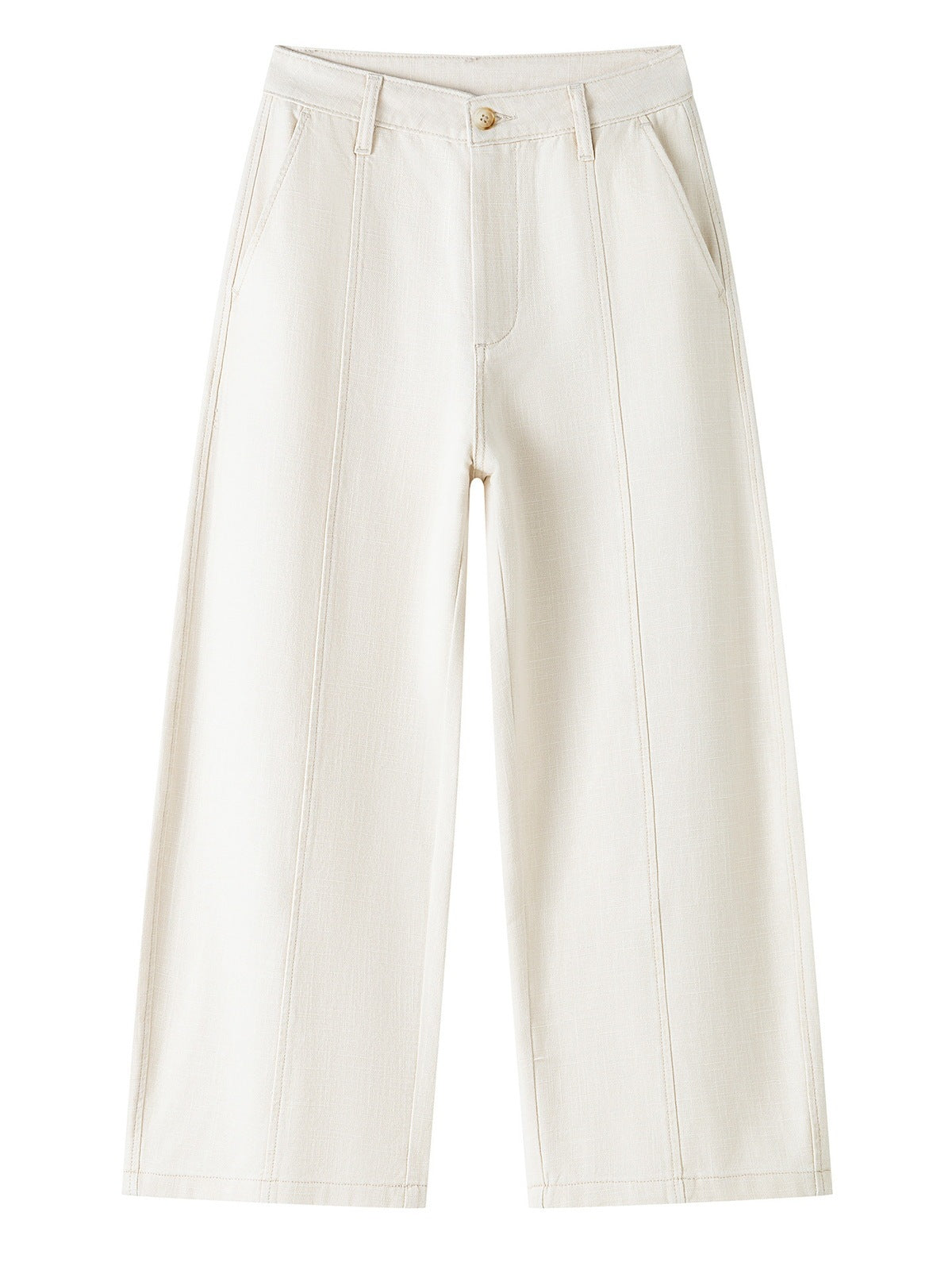 Curved Seam Cropped Cotton Jeans