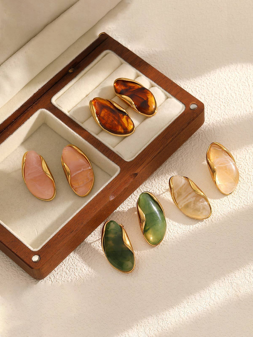 Irregular Geometric Oval Resin Earrings