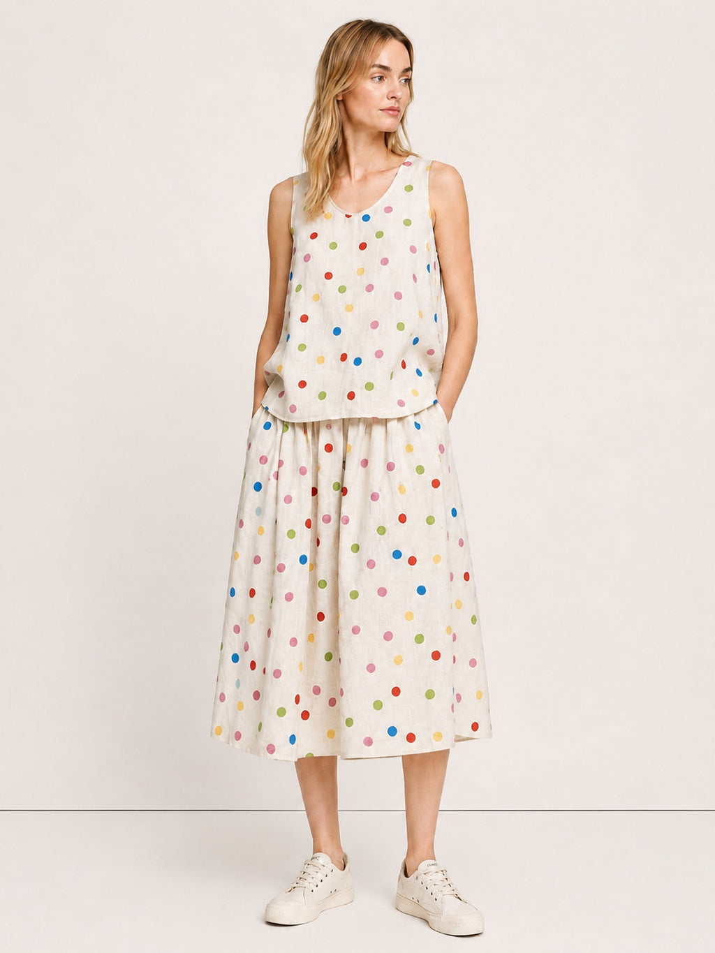 Colorful Polka Dot Linen Set