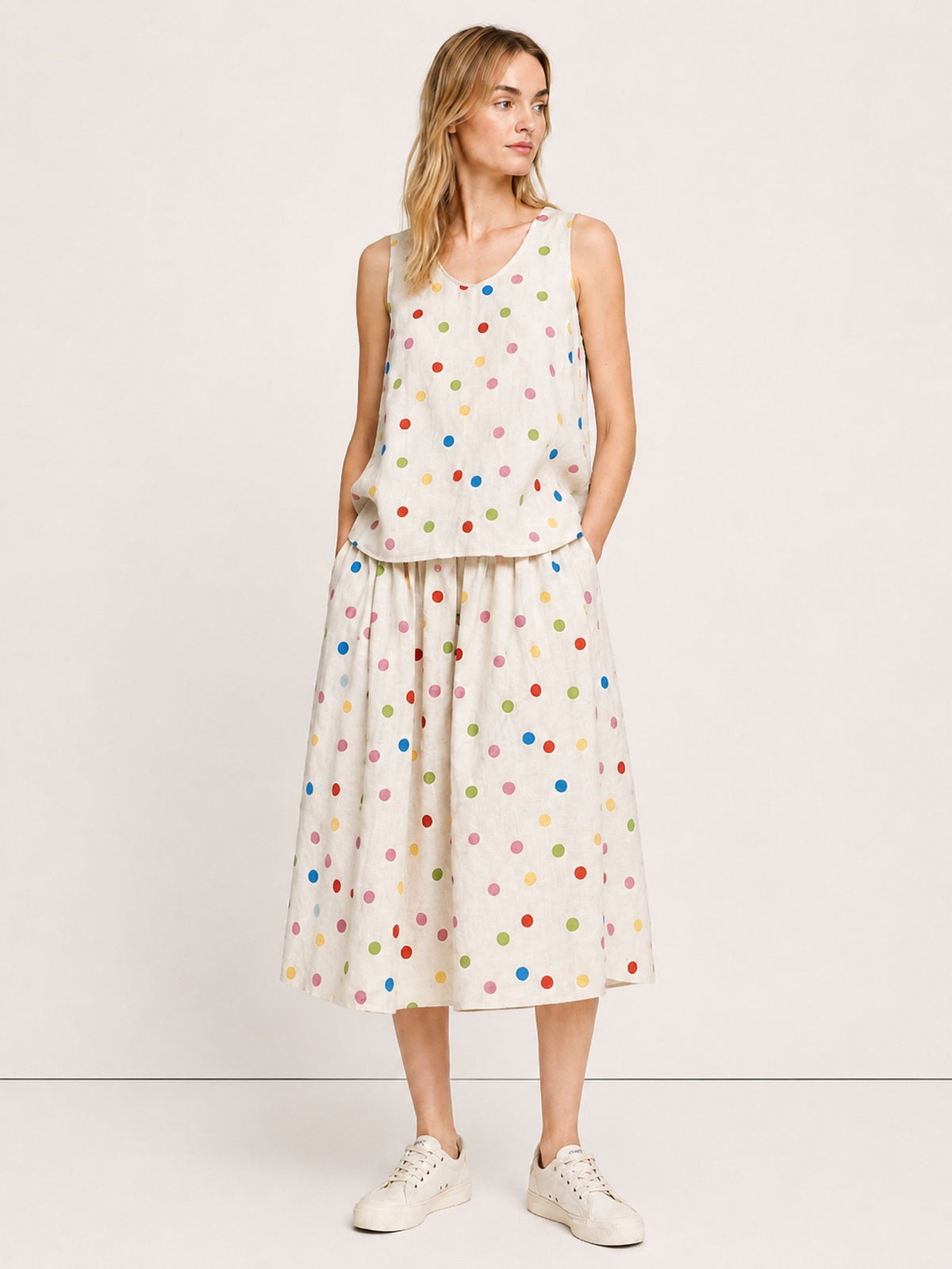 Colorful Polka Dot Linen Set
