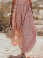 Vestido largo bohemio sin mangas con escote en V