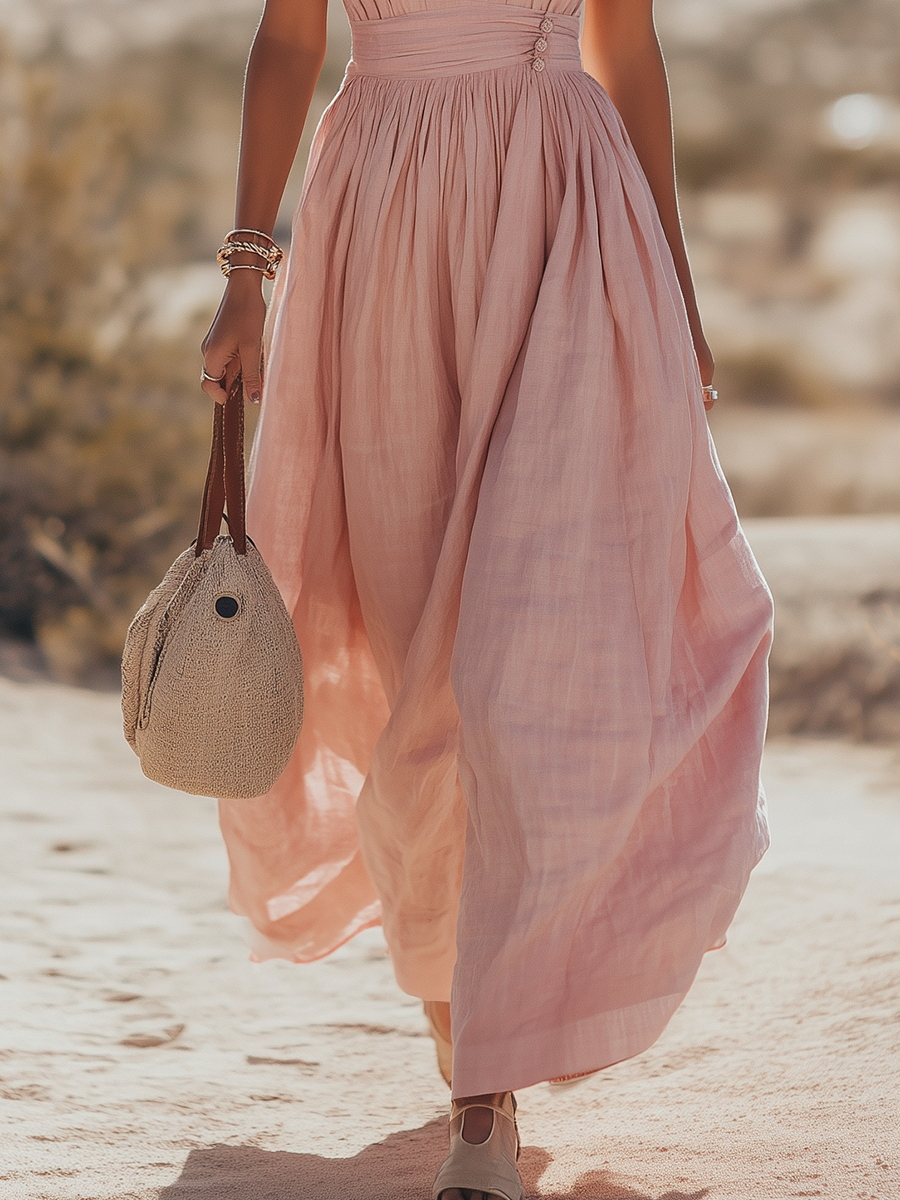 Boho V-Neck Sleeveless Maxi Dress