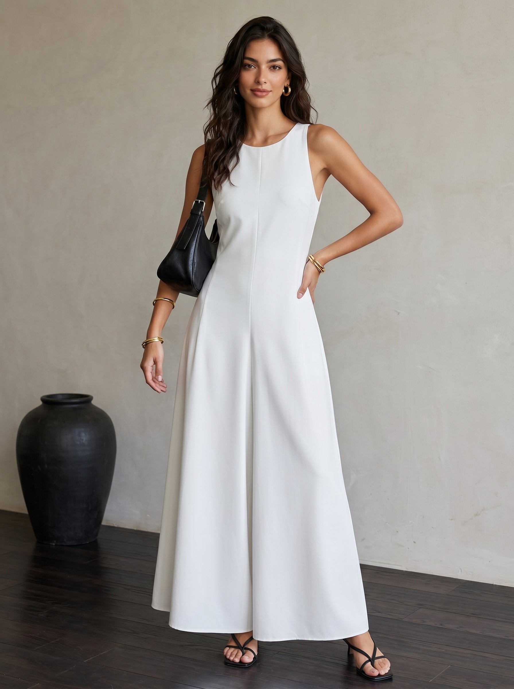 Backless Cross Strap A-Line Maxi Dress