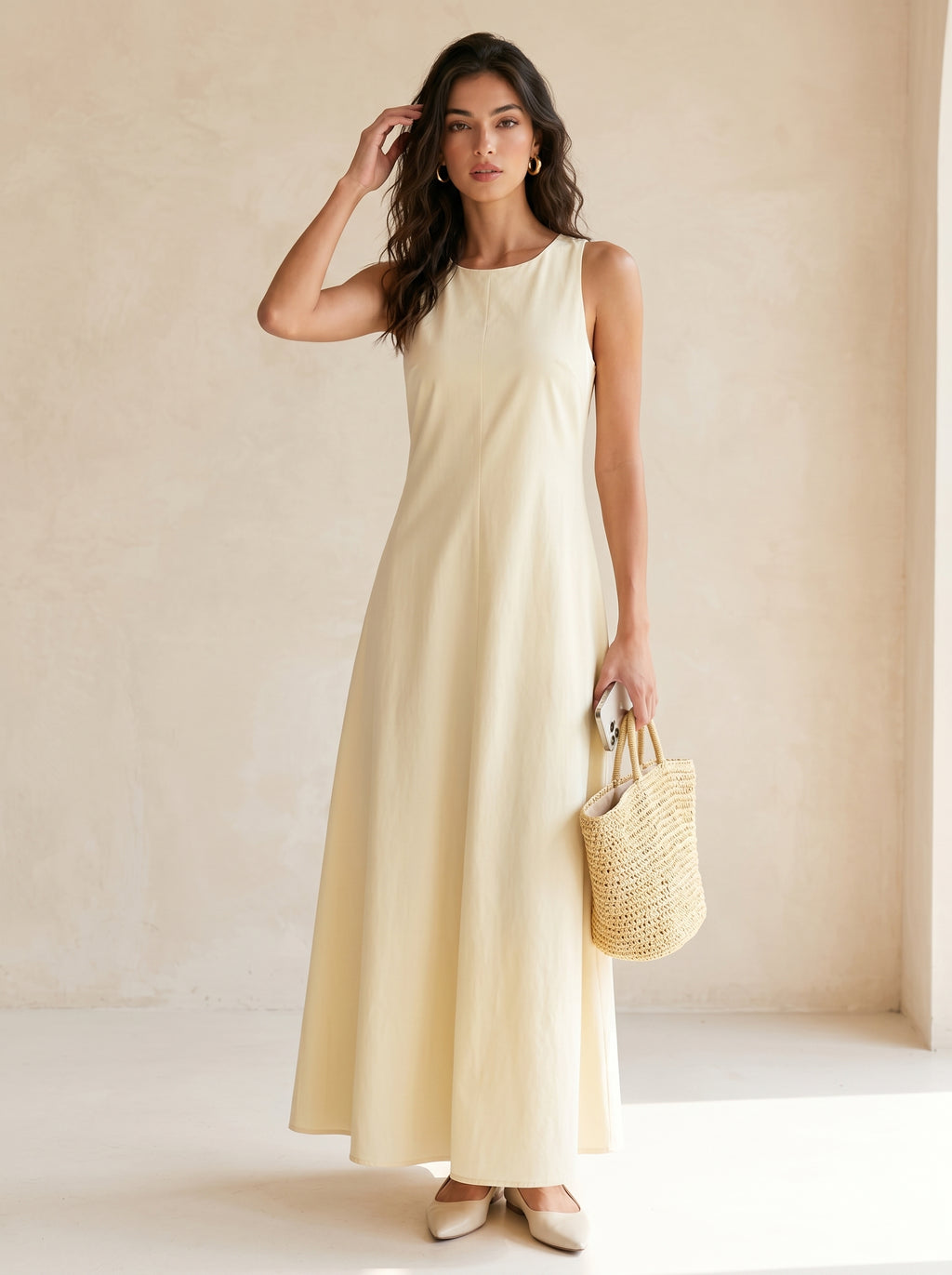Backless Cross Strap A-Line Maxi Dress