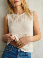 Pointelle Linen-Blend Lyocell Knit Tank