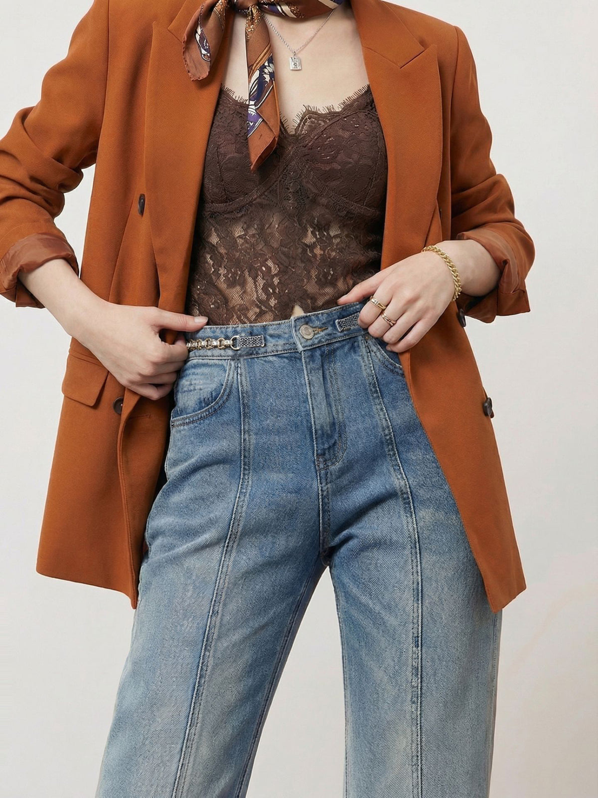 High-Waisted Vintage-Wash Seamed Flared Jeans