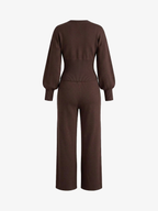 Zip-Up Knit Slim-Fit Two-Piece Set
