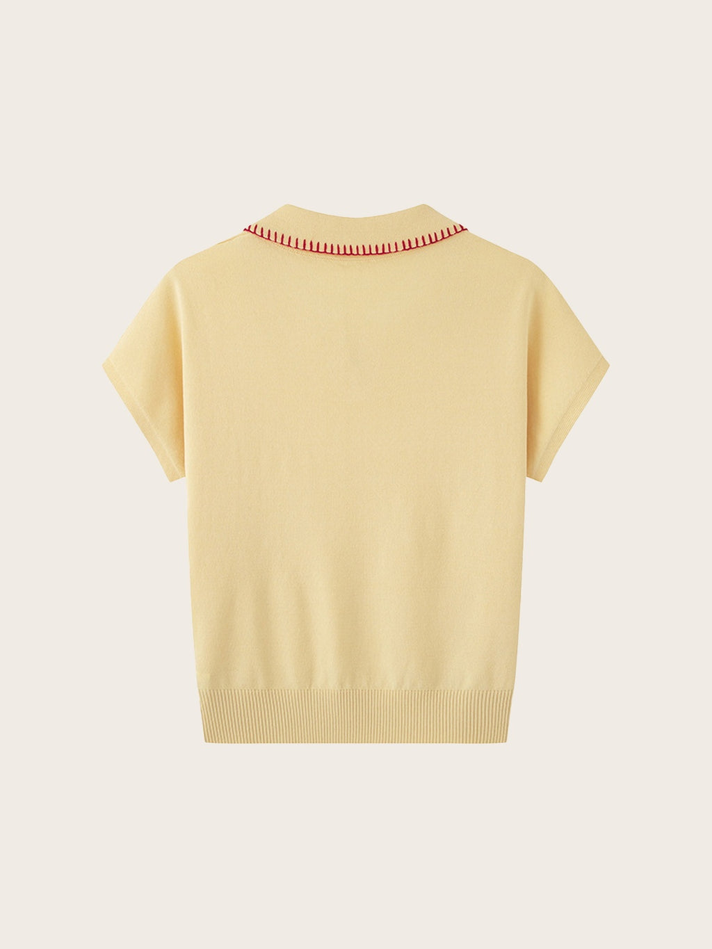 Contrast Stitch Knit Polo Top