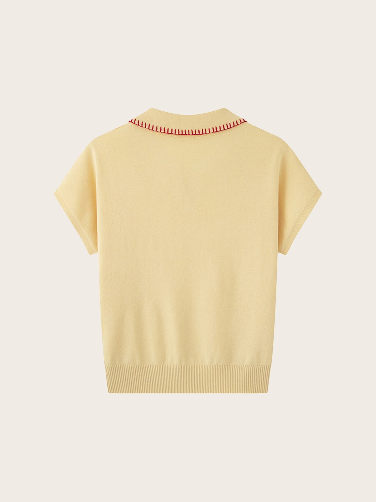 Contrast Stitch Knit Polo Top