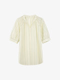 Stripe Band-Collar Blouse