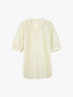 Stripe Band-Collar Blouse