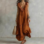 Robe longue bohème à volants