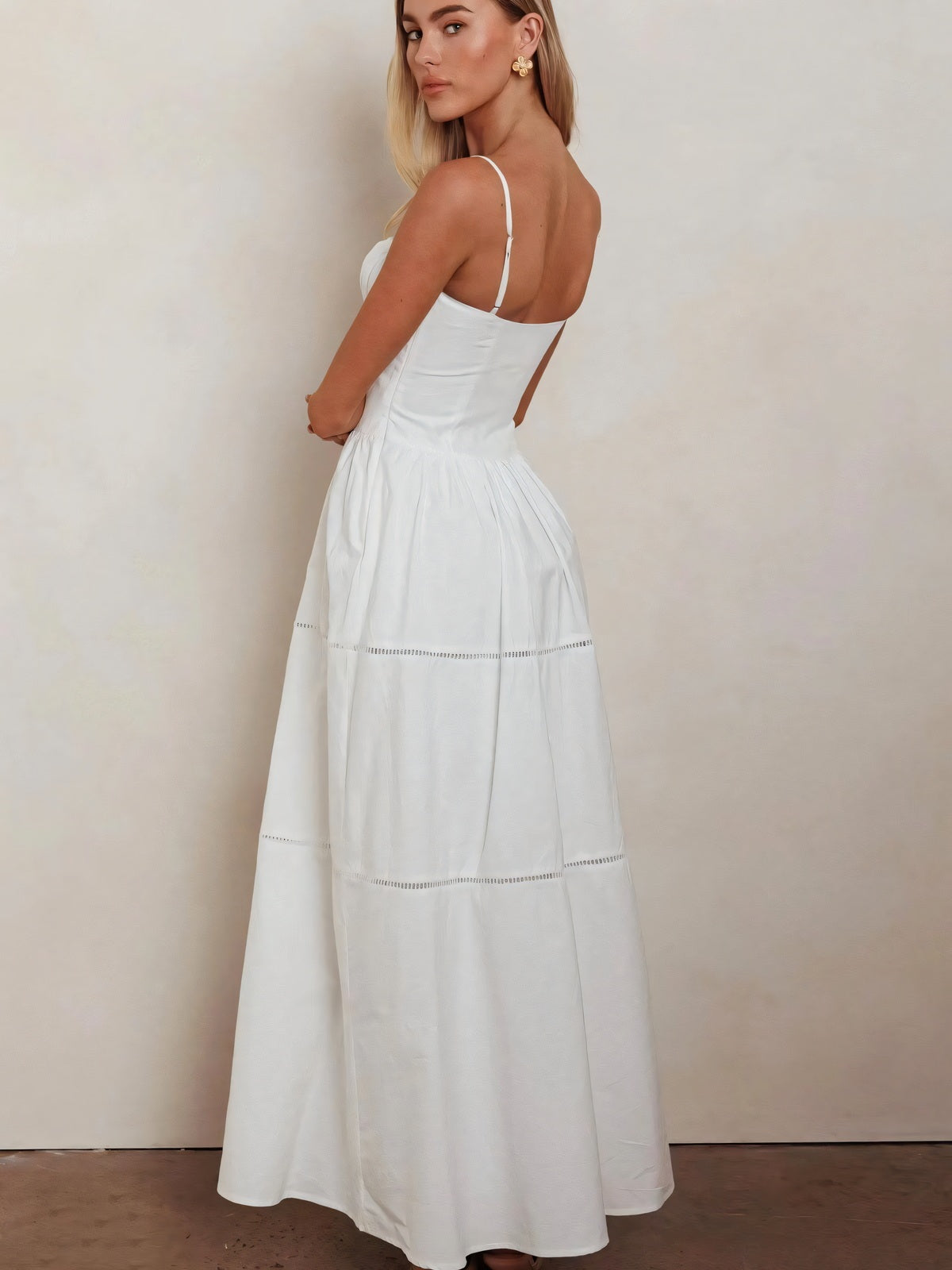 Ruffle Bust Tiered Maxi Dress