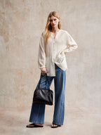 Pintuck Front Lyocell Blouse
