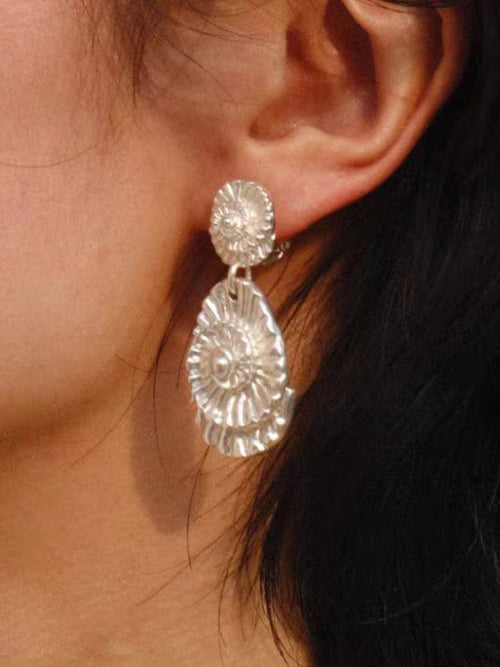 Conch Fossil Texture Earrings