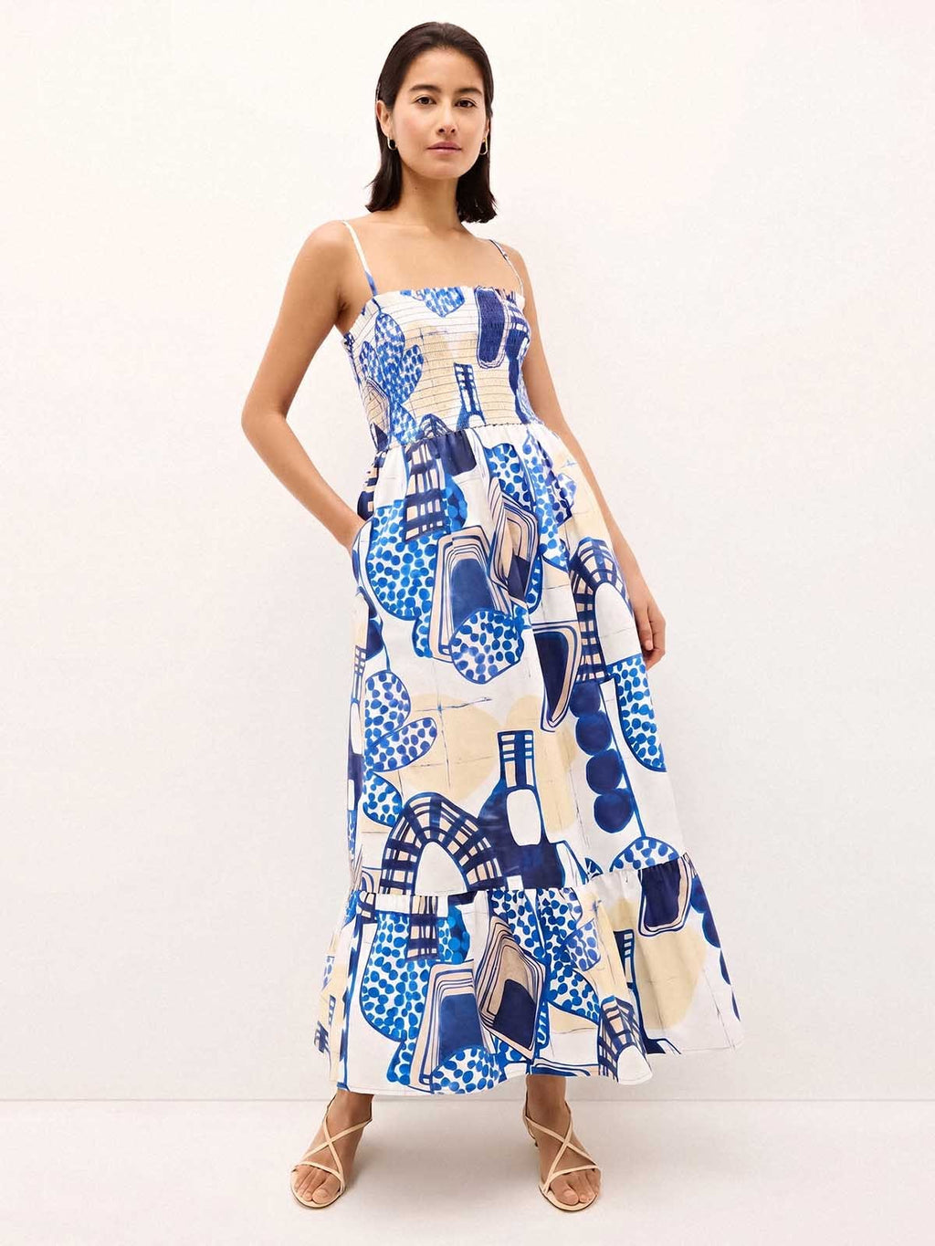 Printed Strapless Camisole Dress