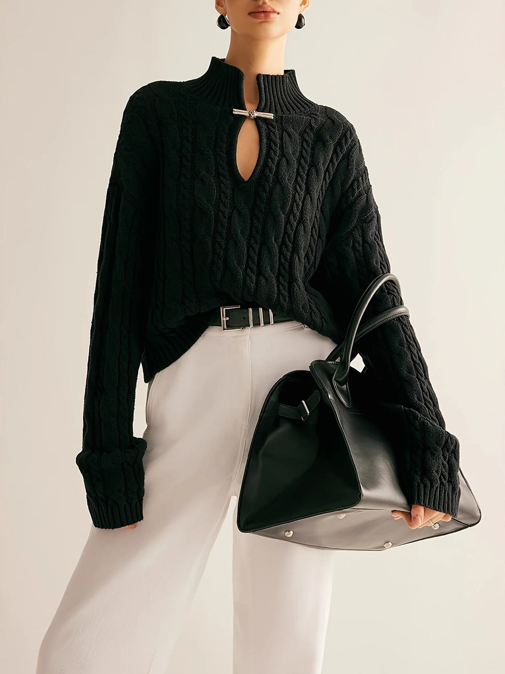 Cable Knit Cut Out Sweater