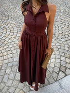 Vintage Line Collared Waist Dress