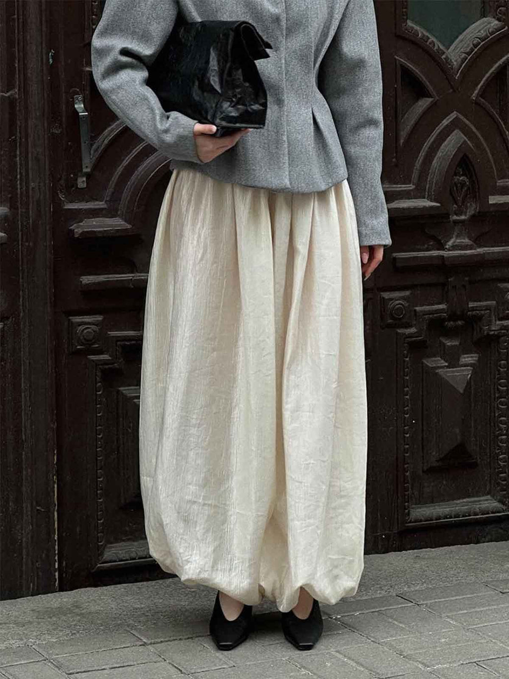 Linen Blend Pleated Wide Leg Trousers