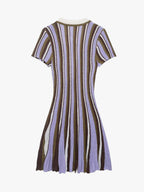 Striped V Neck Mini Dress
