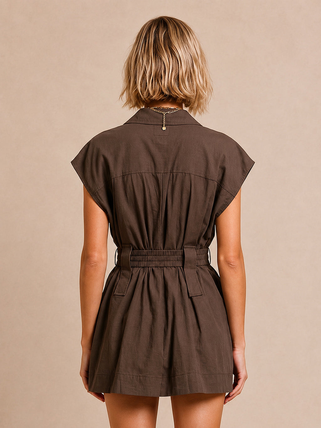 Utility Belted Dress Shirt