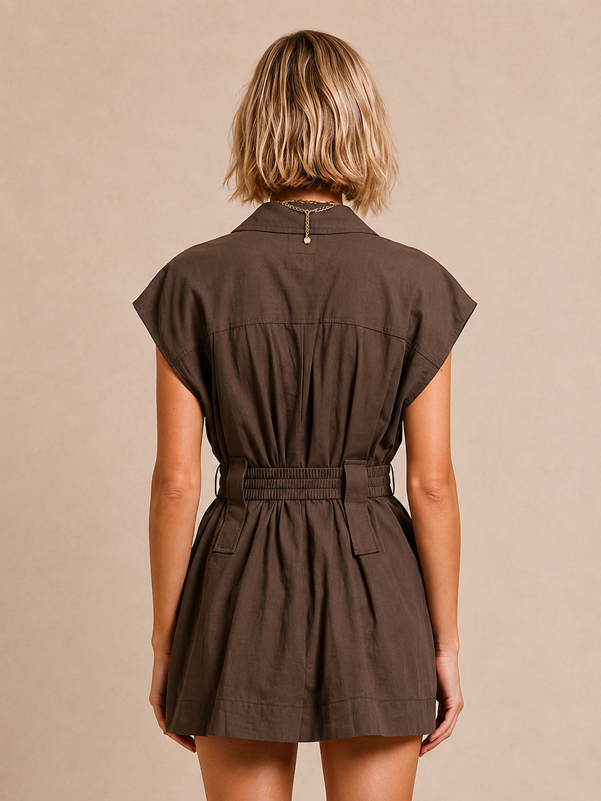 Utility Belted Dress Shirt