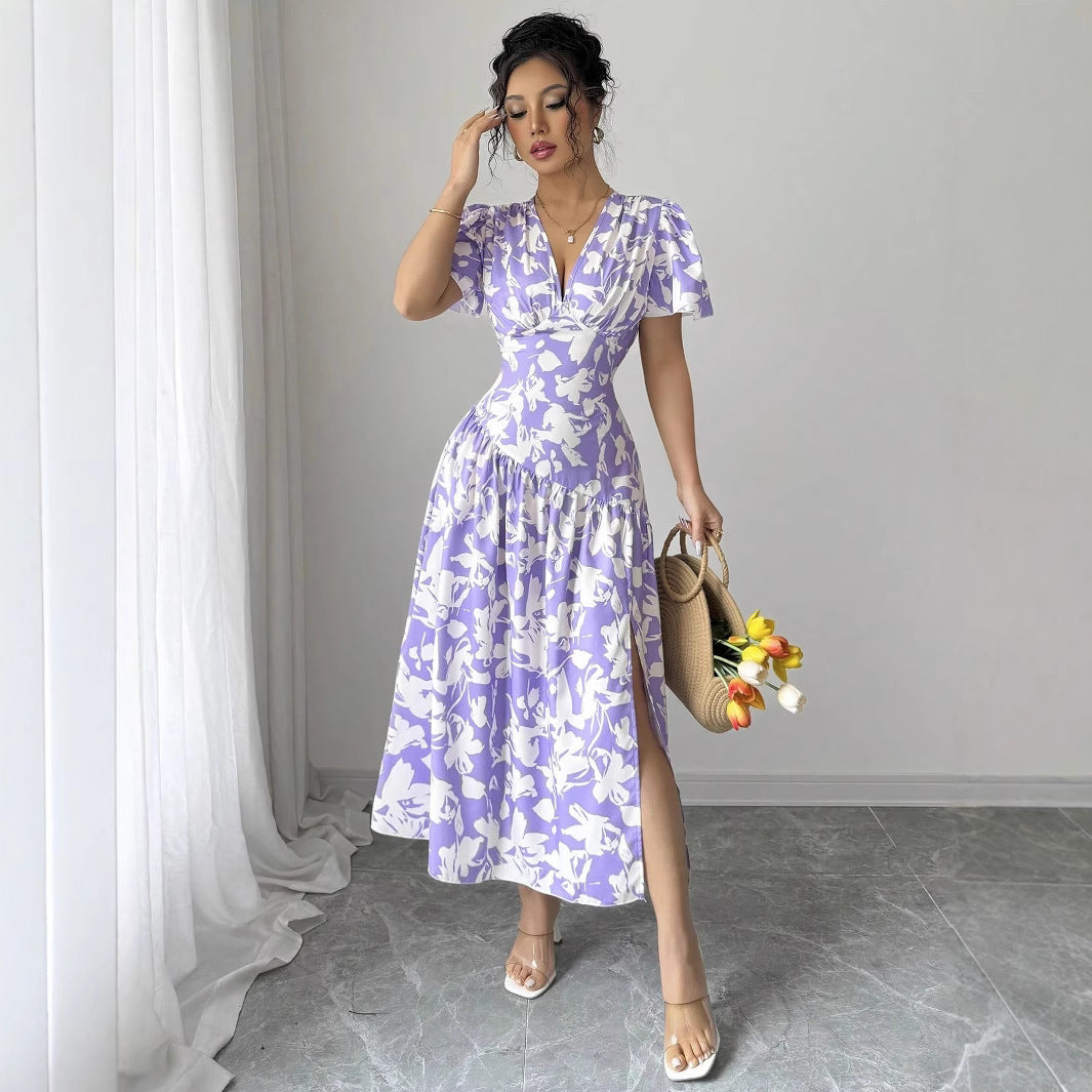 Floral V-Neck Midi Dress