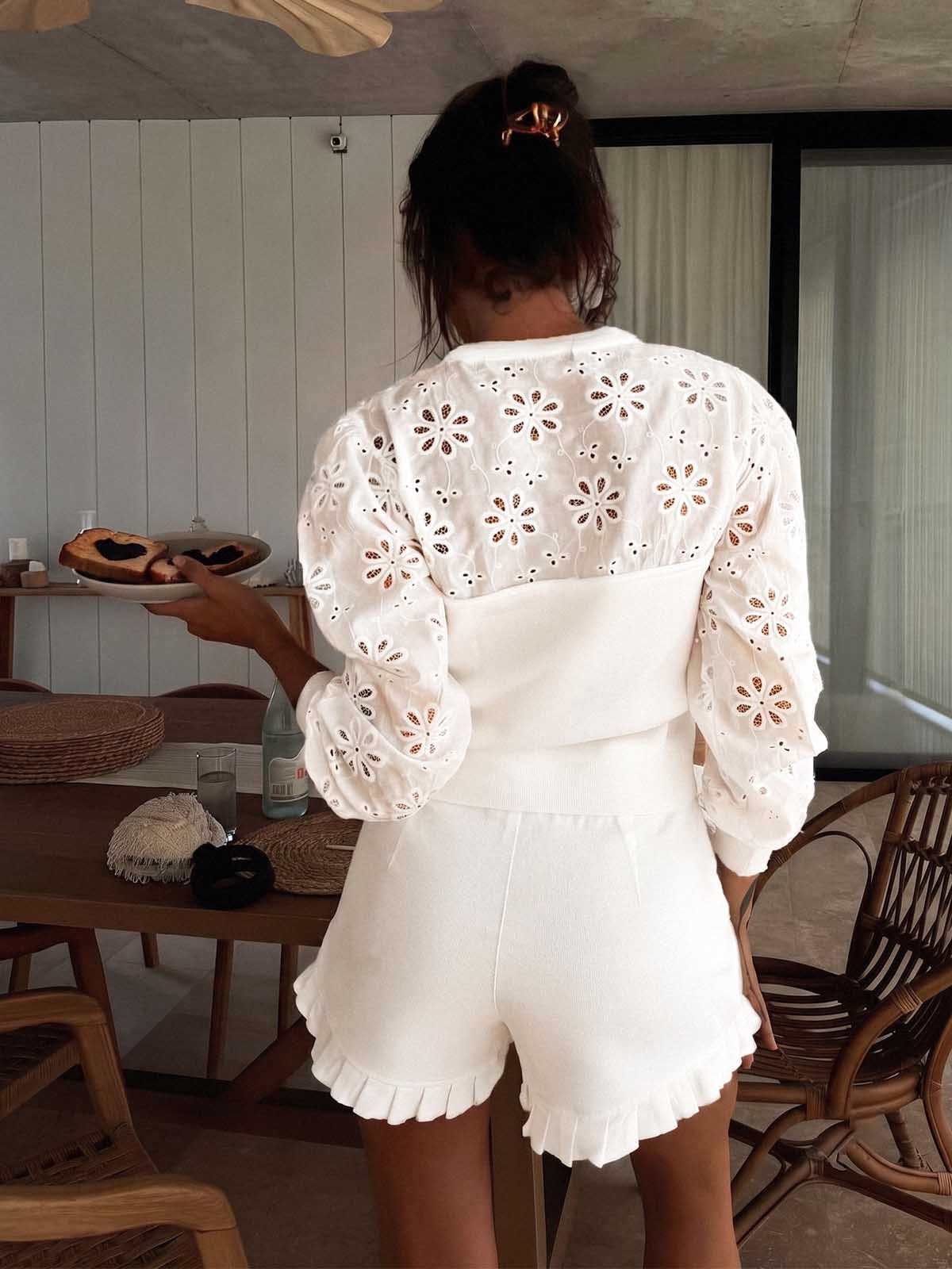 Ruffled Top Shorts Set