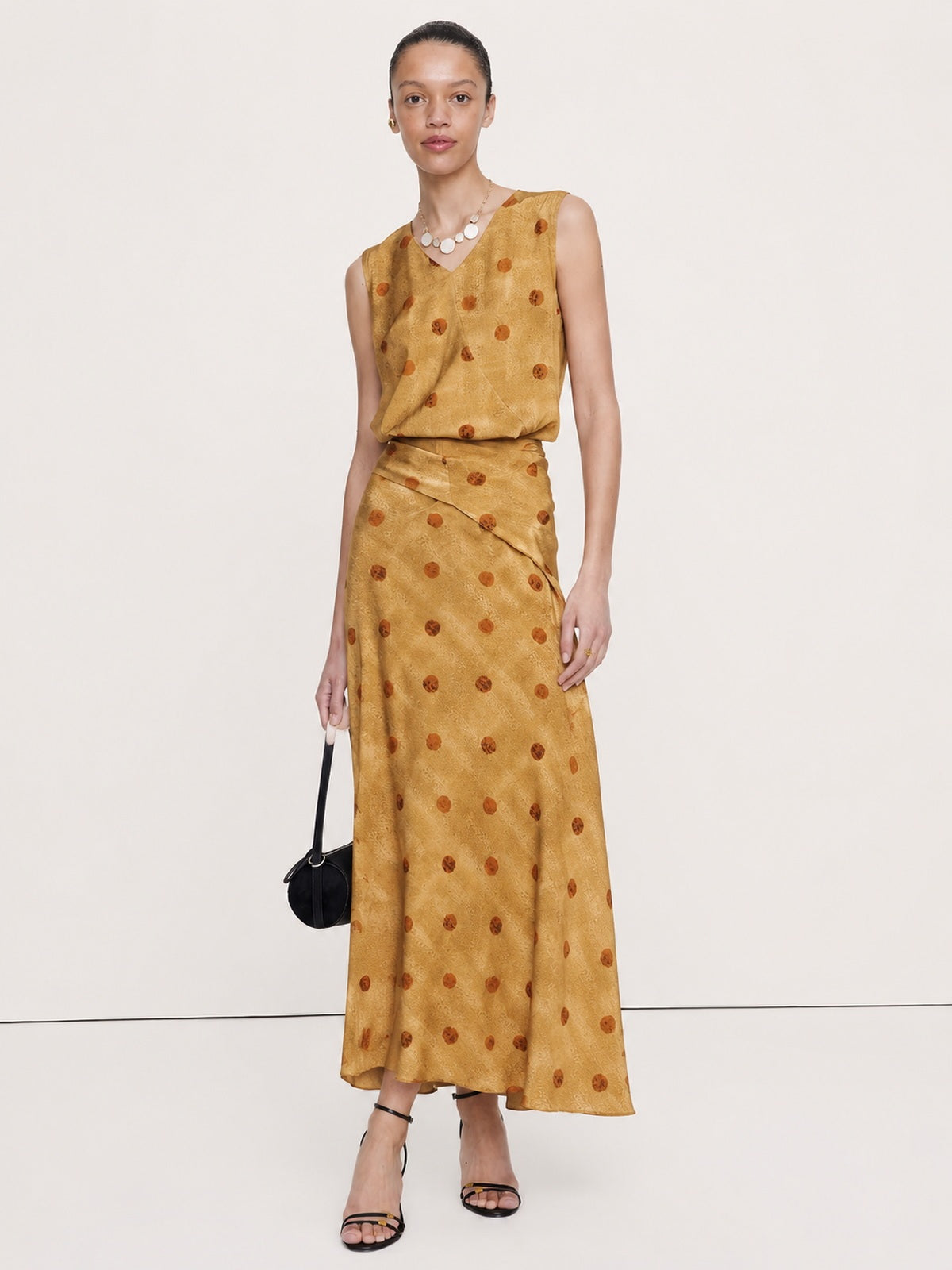 Polka-Dot Tie-Waist Wrap Maxi Dress